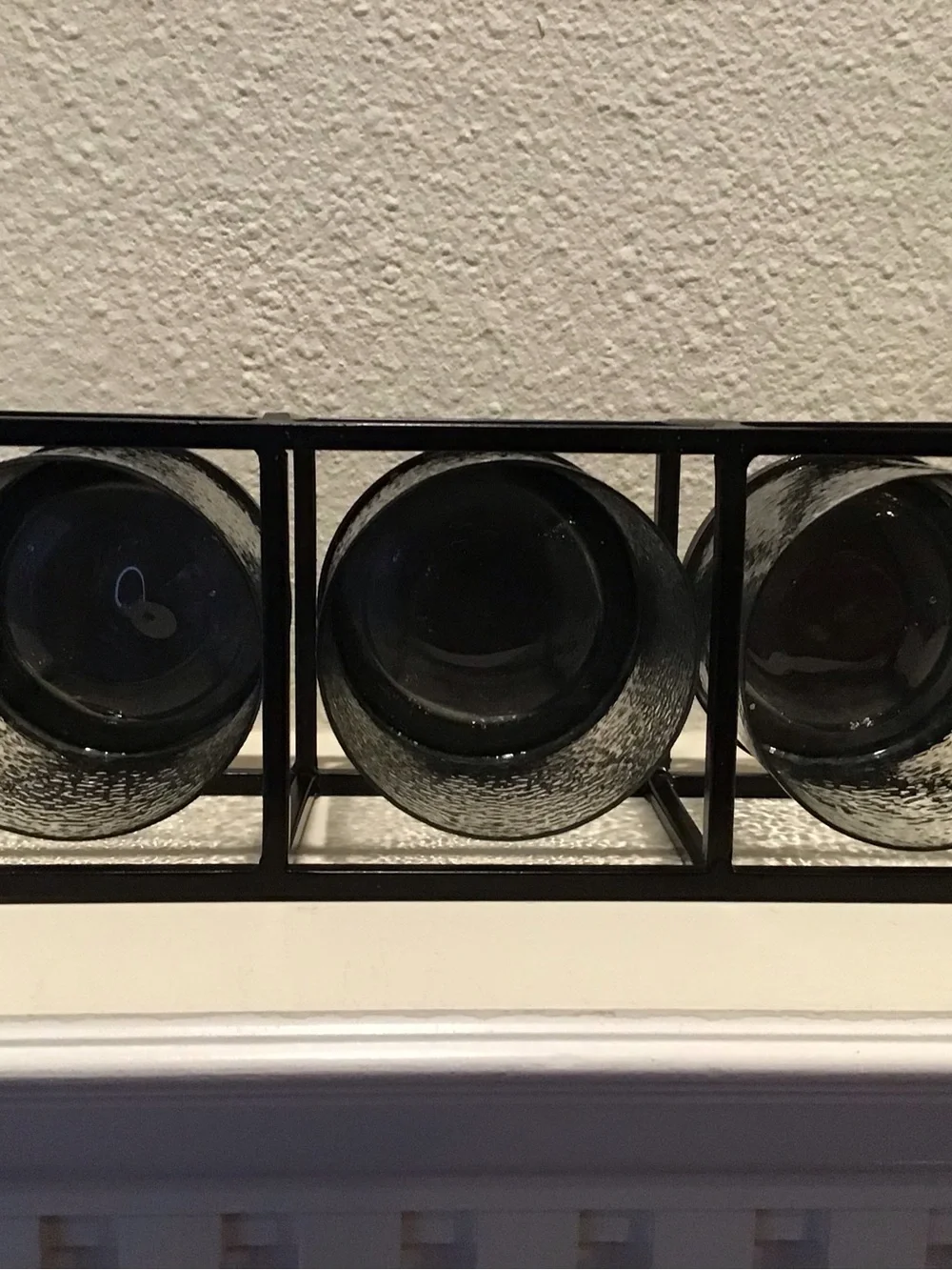 Triple tempered Glass Candle Holder in Black Frame